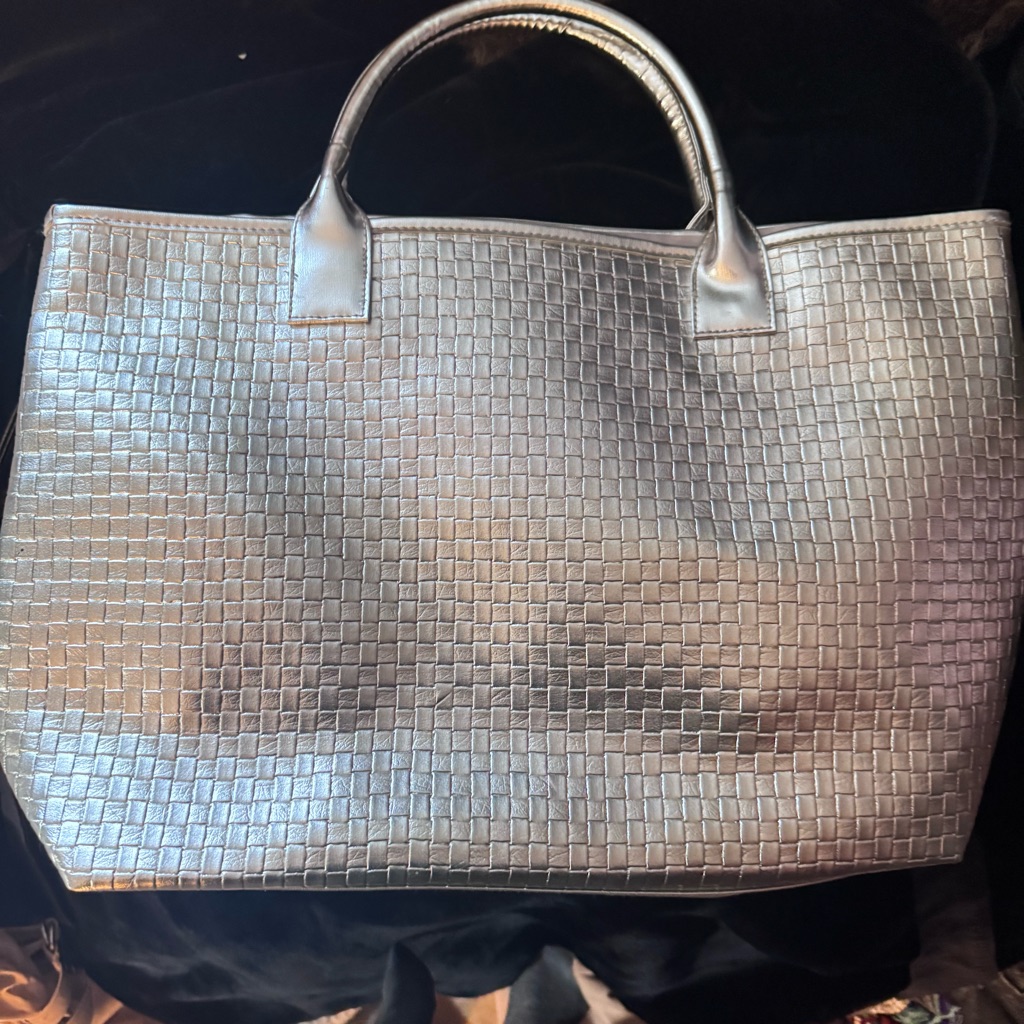 Clinique Silver Textured Tote Bag